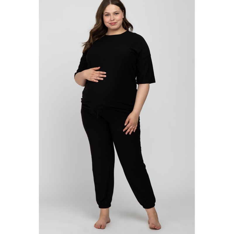 Black Jogger Maternity Plus Lounge Set