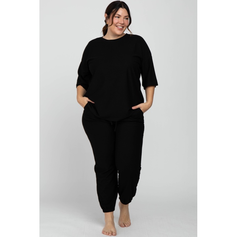 Black Jogger Plus Size Lounge Set