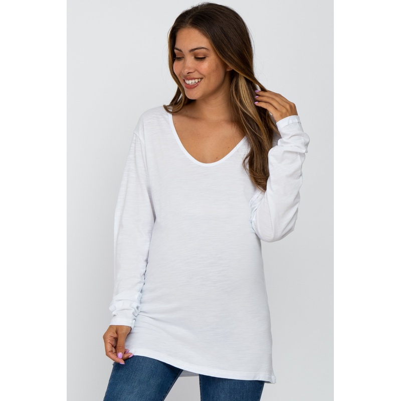 White Long Sleeve Maternity Active Top