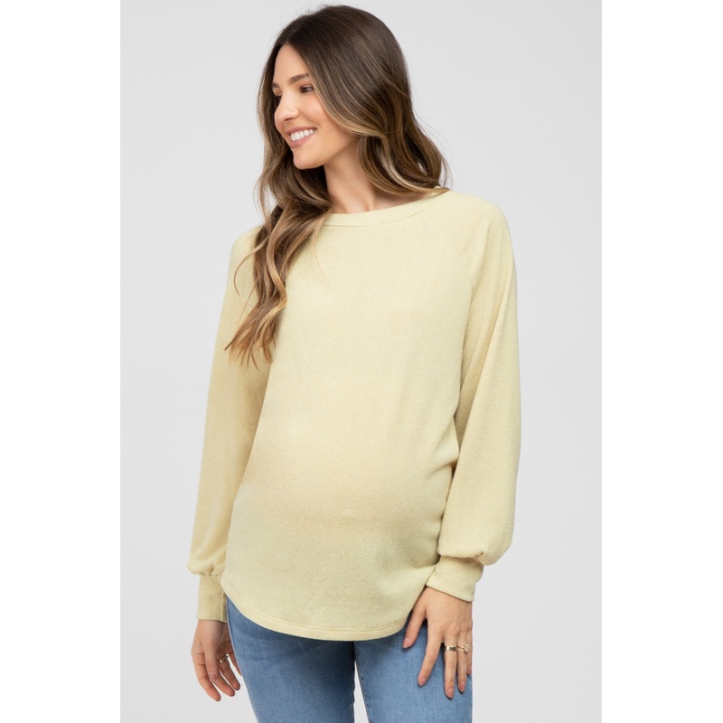 Yellow Knit Long Sleeve Maternity Top