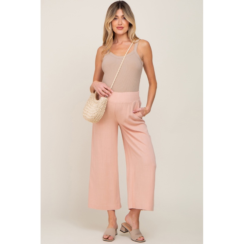 Light Pink Wide Leg Maternity Pants