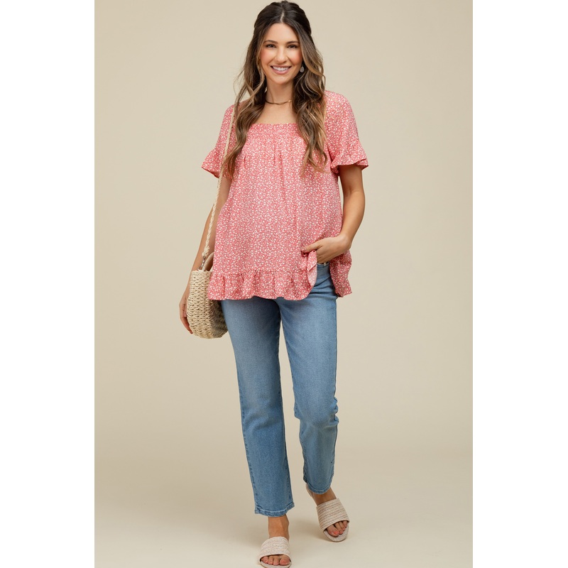 Light Blue Cropped Straight Leg Maternity Jeans