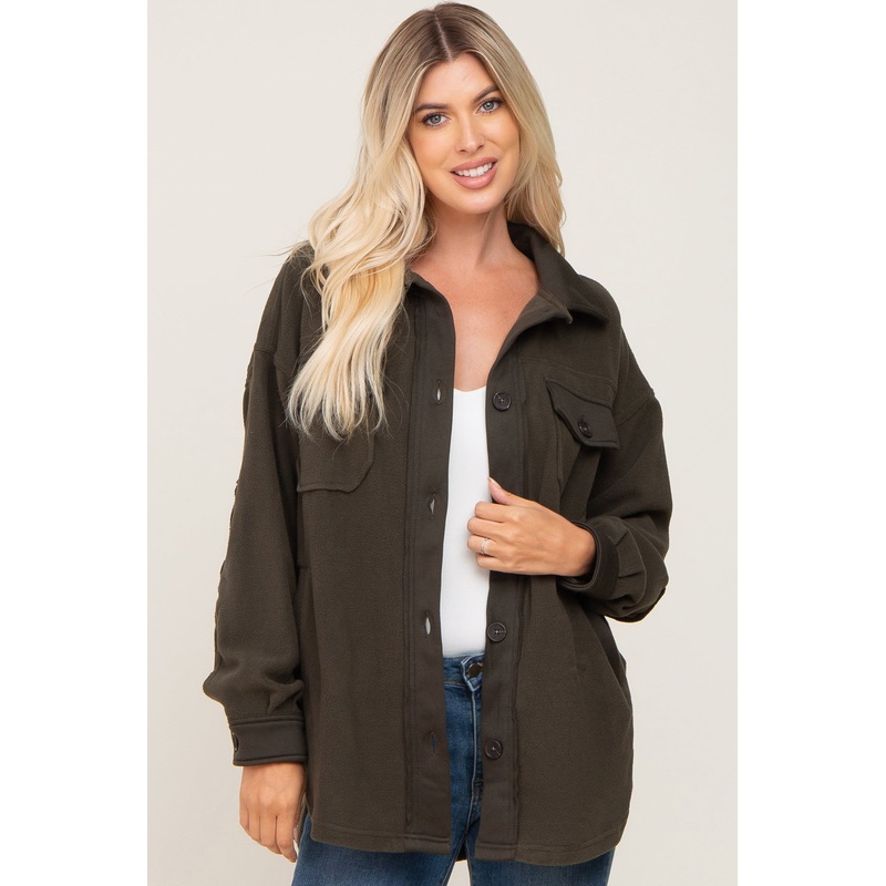 Olive Fleece Lightweight Coat