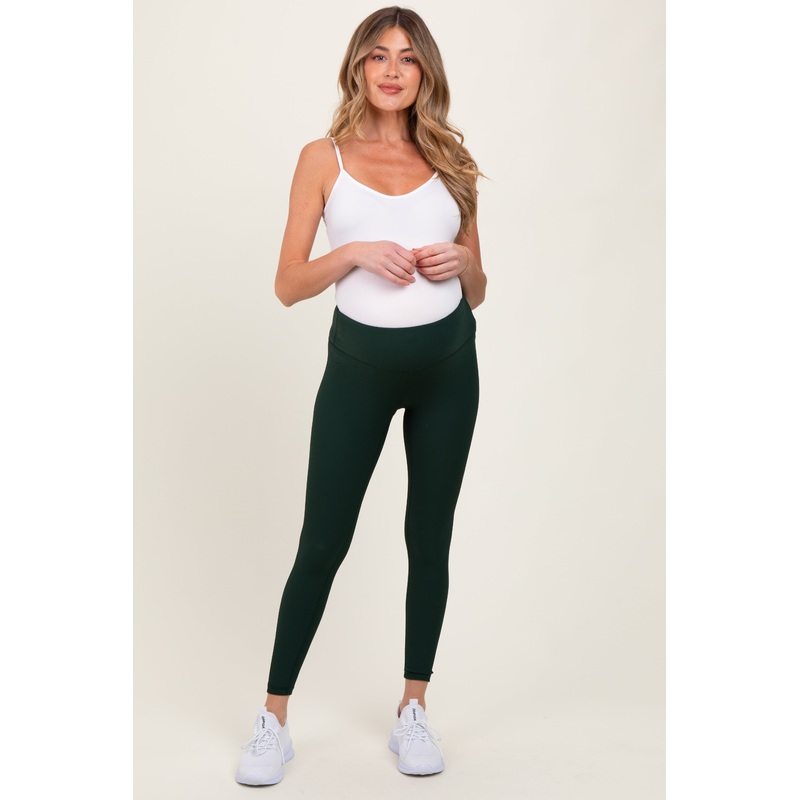 Forest Green Ribbed Maternity Leggings