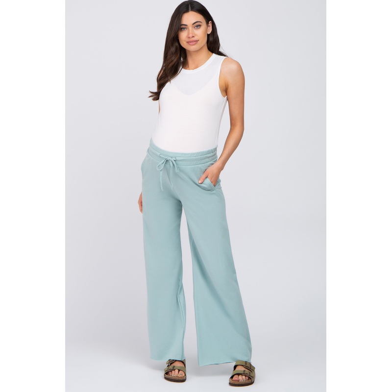 Mint Smocked Waist Maternity Lounge Pants