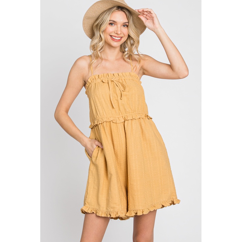 Yellow Ruffle Accent Romper