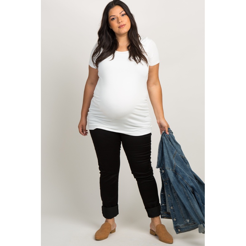 Black Basic Maternity Plus Pants