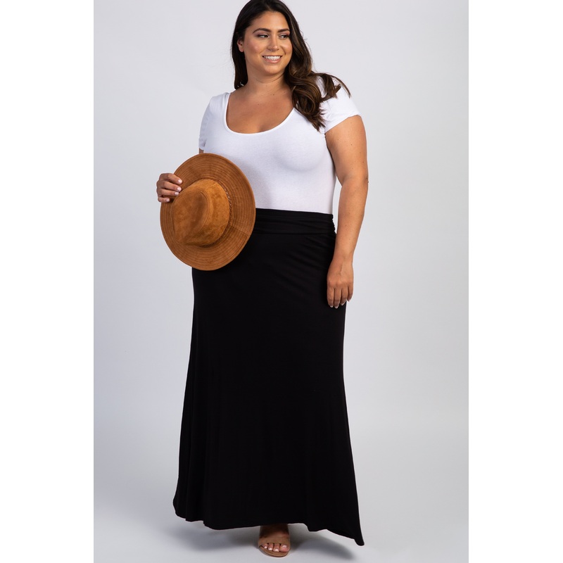 Black Basic Plus Maxi Skirt
