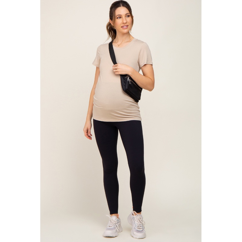 Black Cropped Maternity Leggings