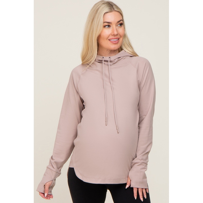 Lavender Hooded Long Sleeve Maternity Active Top
