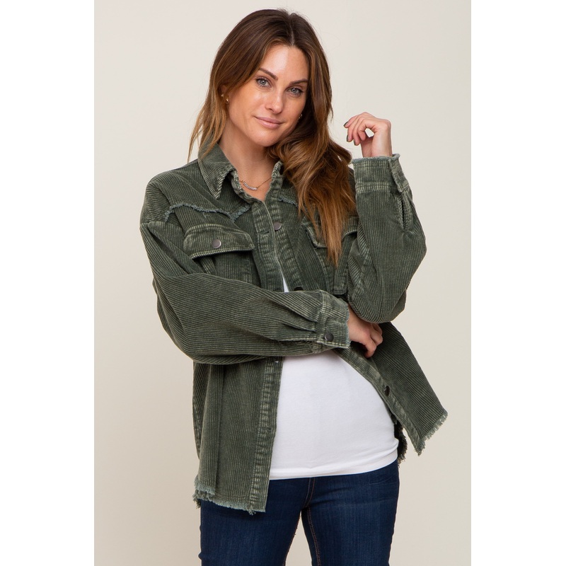 Olive Corduroy Shirt Jacket