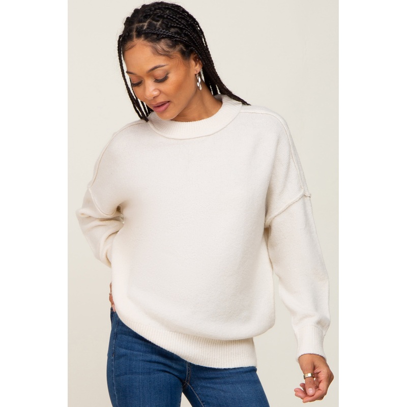 Beige Soft Knit Pullover Sweater