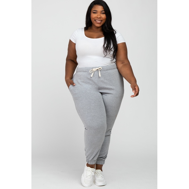 Heather Grey Soft Drawstring Plus Sweatpants