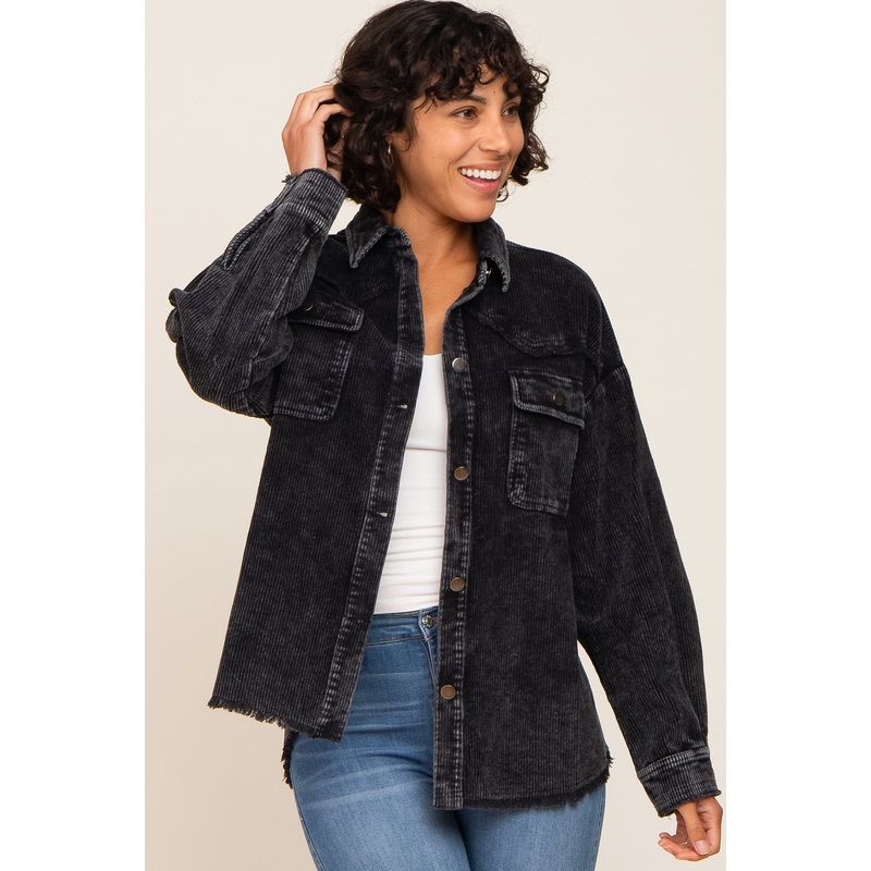 Black Corduroy Shirt Jacket