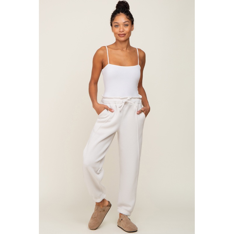 Ivory Paper Bag Waist Joggers