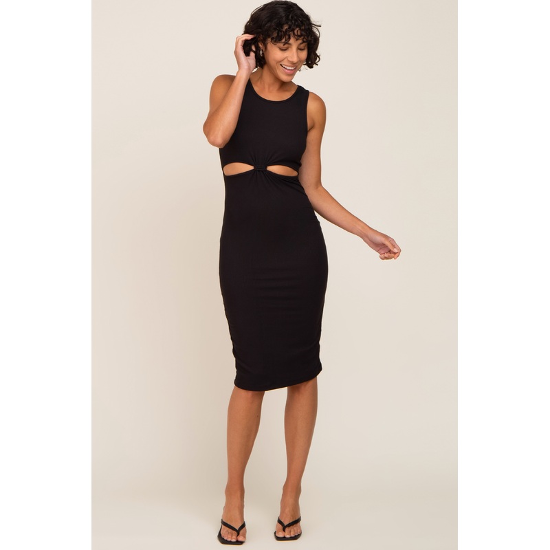 Black Cutout Midi Dress