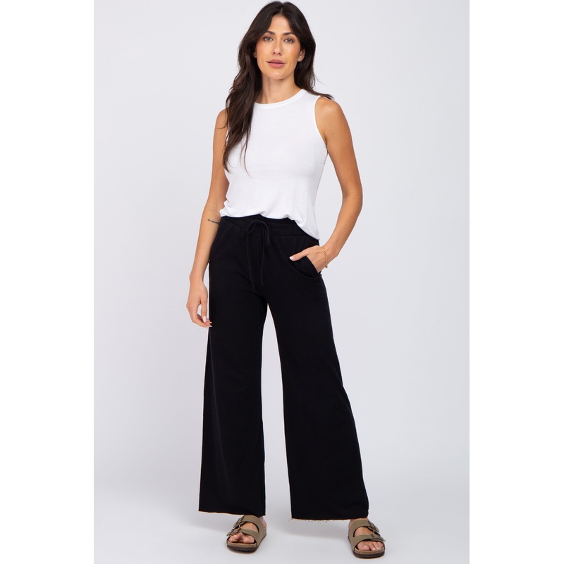Black Smocked Waist Lounge Pants