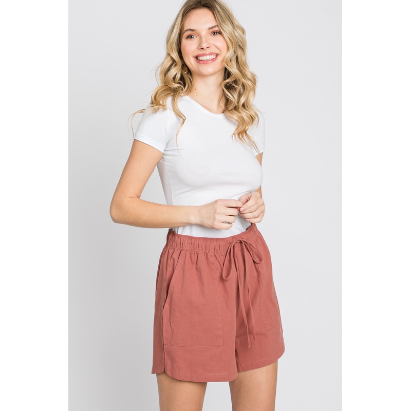 Rust Drawstring Shorts
