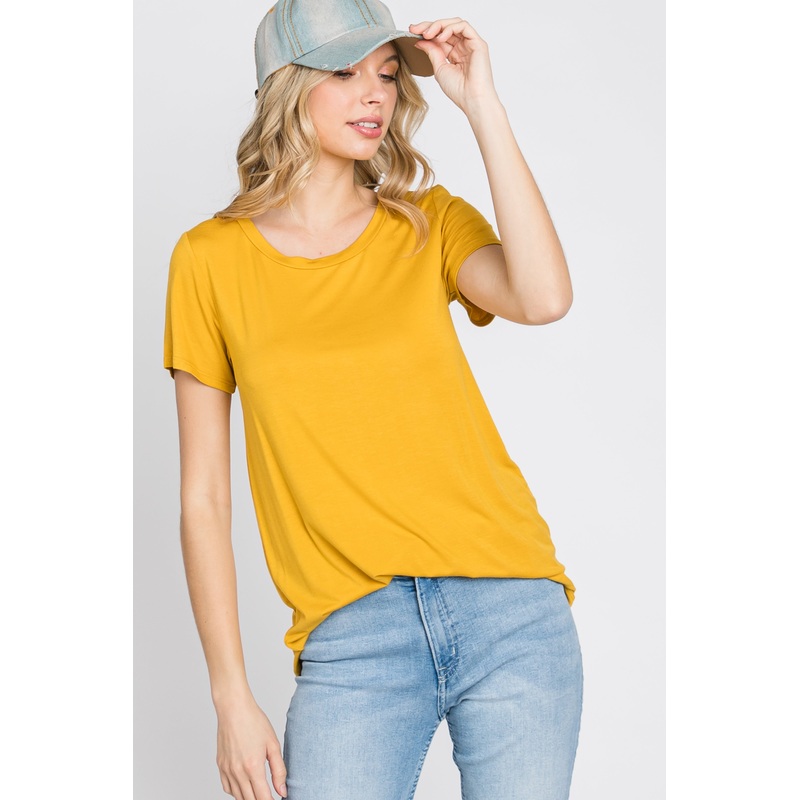 Yellow Basic Short Sleeve Top