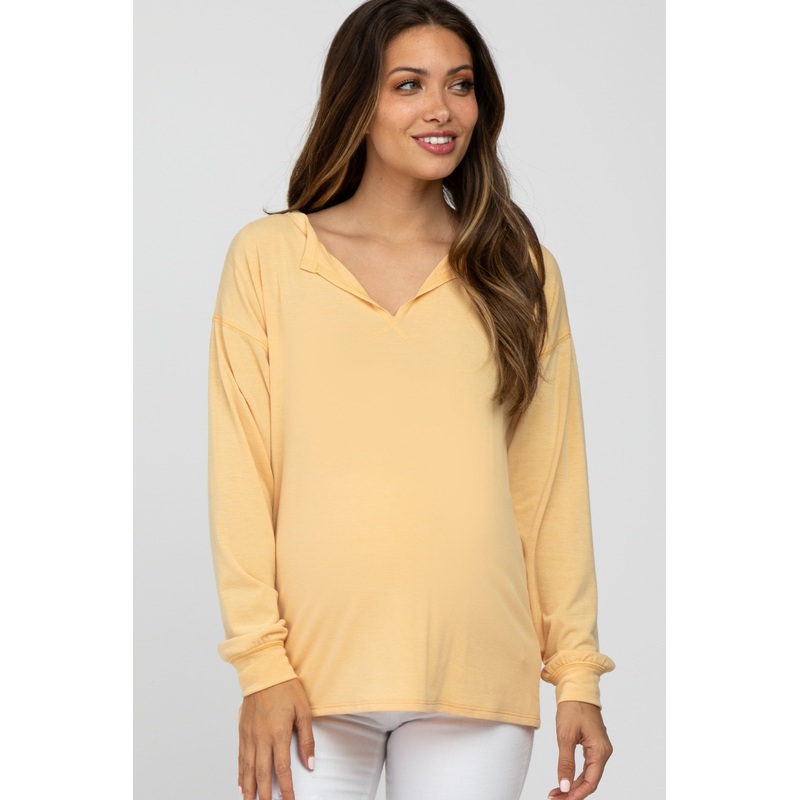 Yellow Soft Knit Long Sleeve Maternity Top