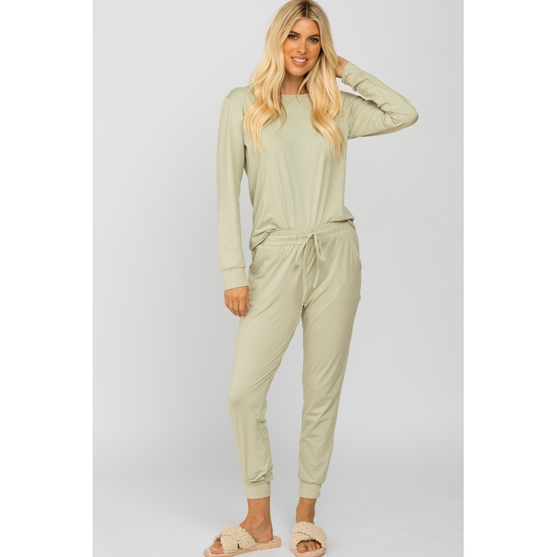 Mint Green Soft Knit Jogger Lounge Set