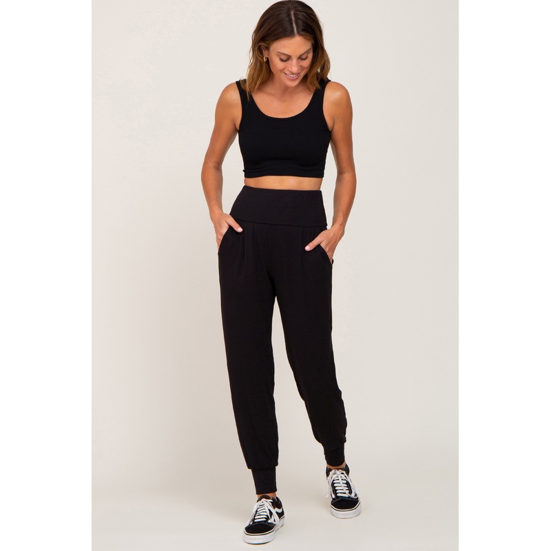 Black Foldover Joggers