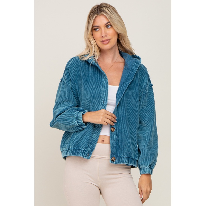 Blue Corduroy Maternity Jacket