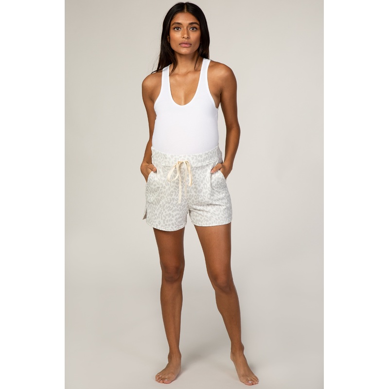 Light Grey Animal Print Maternity Sleep Shorts