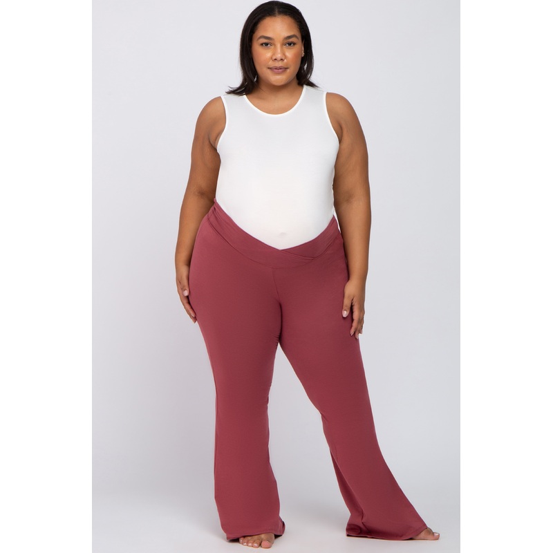 Rust Layered V-Front Maternity Plus Leggings