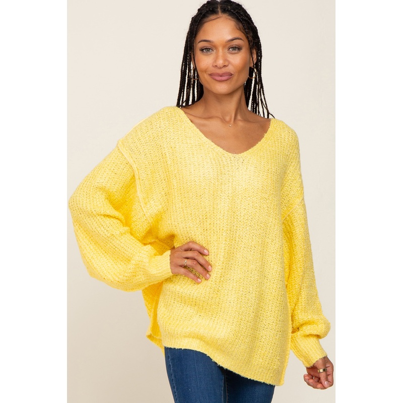 Yellow Knit Long Sleeve Sweater