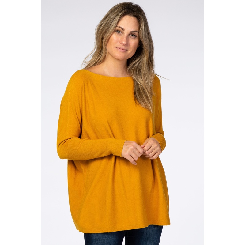 Yellow Soft Knit Boatneck Dolman Sweater