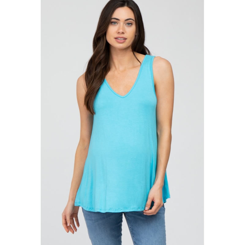 Aqua Basic V-Neck Maternity Tank Top