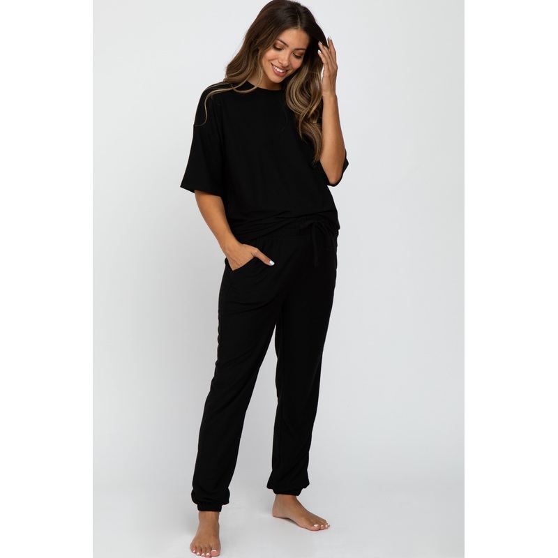 Black Jogger Maternity Lounge Set