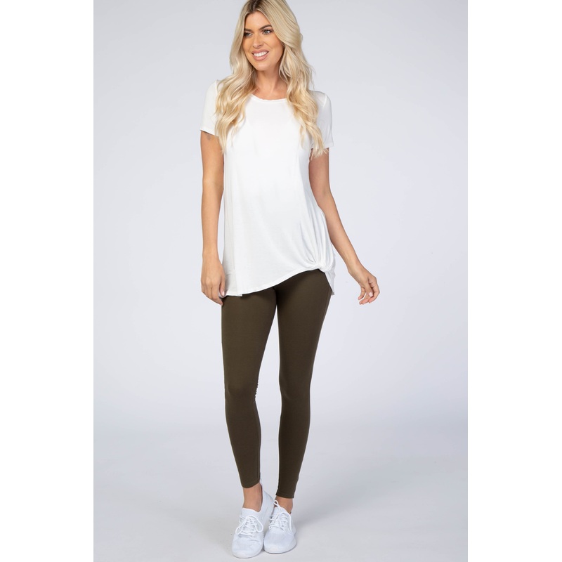Olive Foldover Waistband Leggings