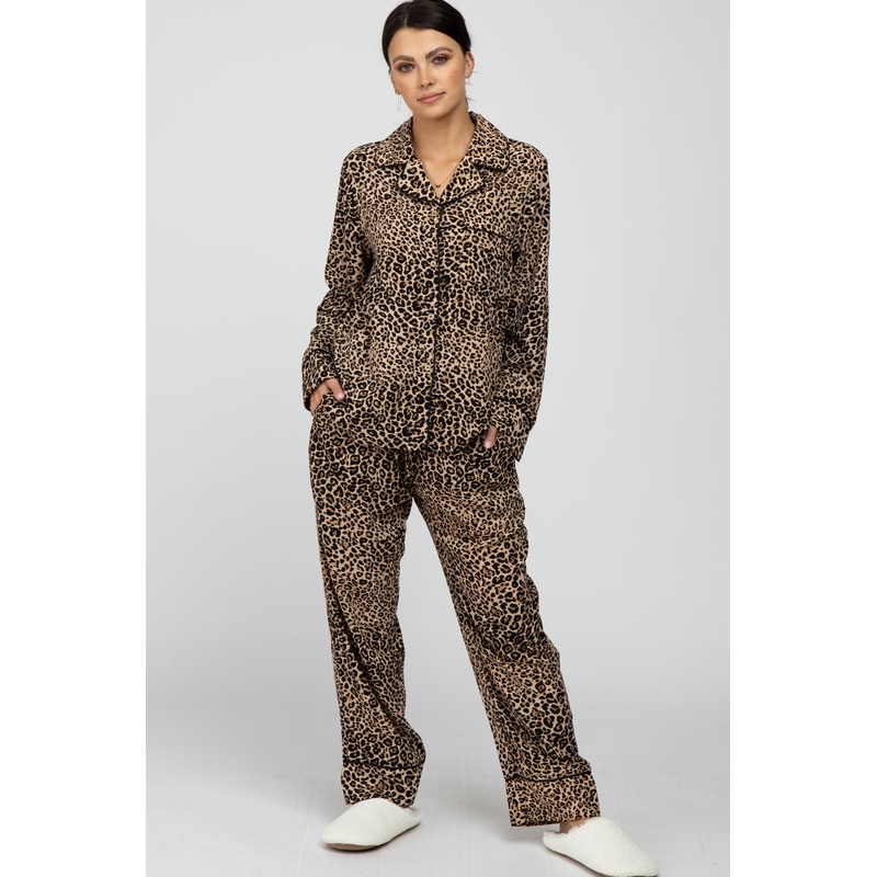 Taupe Leopard Print Pajama Set