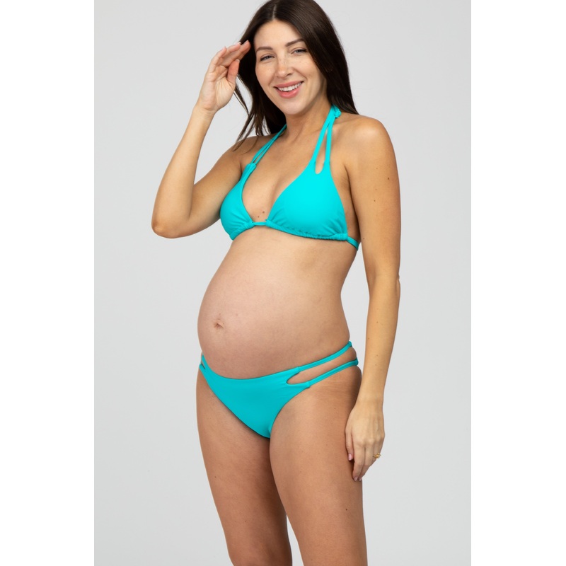 Aqua Strappy Maternity Bikini Set