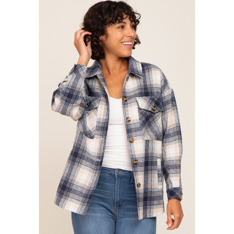 Blue Plaid Shirt Jacket