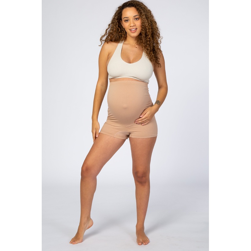 Beige Belly Support Seamless Maternity Boyshort