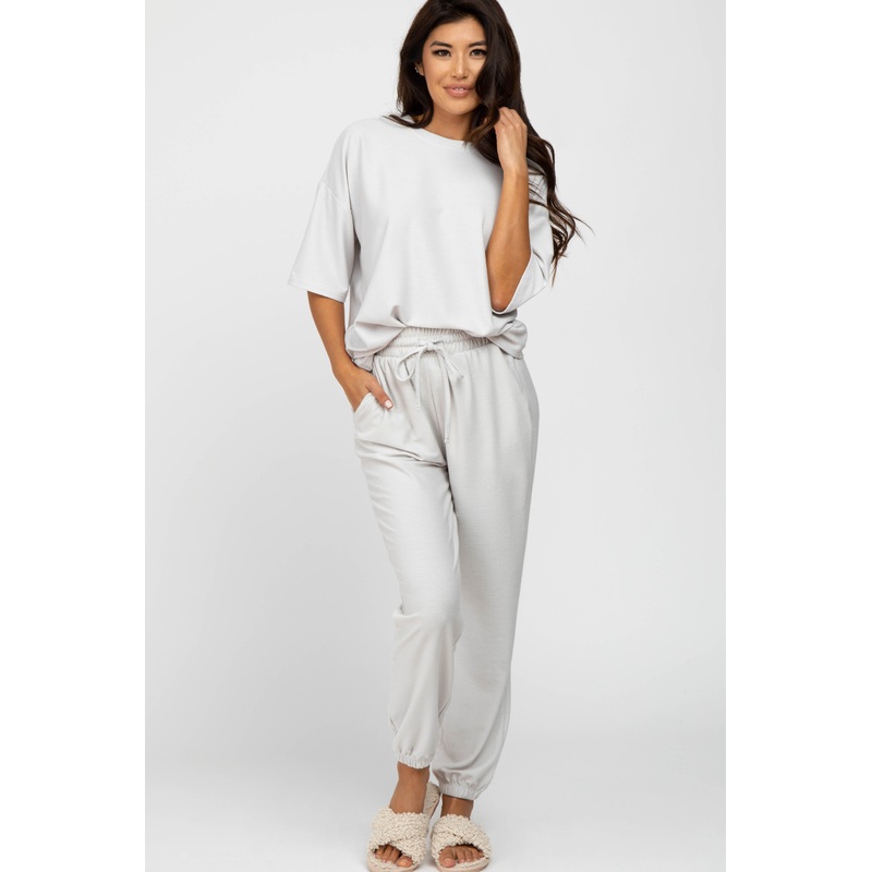 Beige Jogger Lounge Set