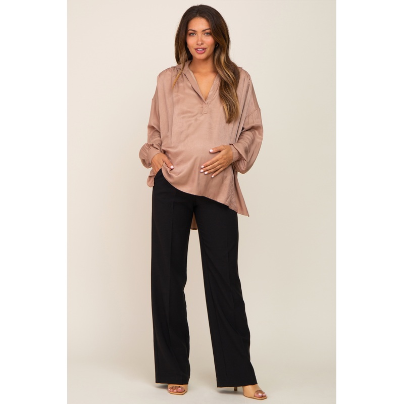 Black Straight Leg Maternity Dress Pants