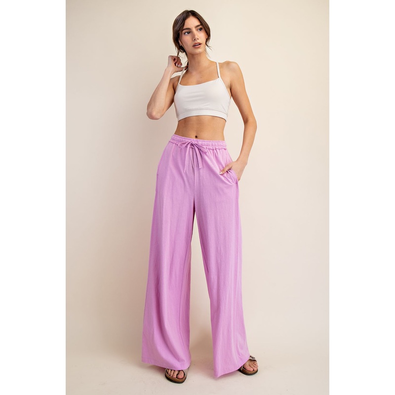 Pink Drawstring Wide Leg Lounge Pant