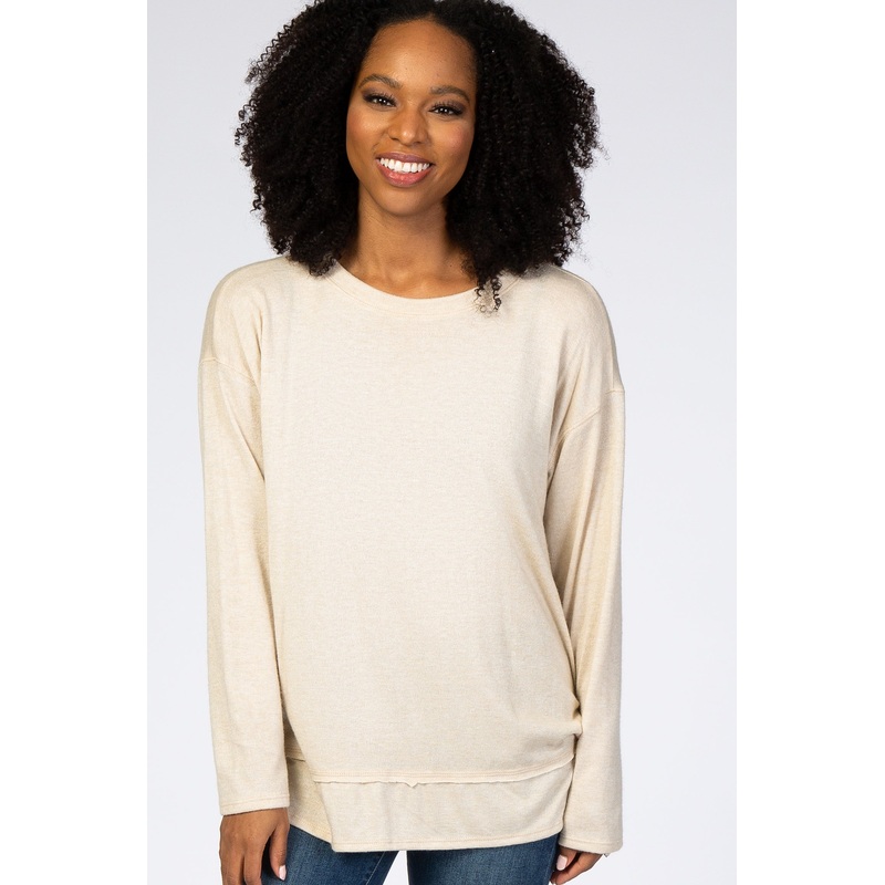 Beige Soft Knit Long Sleeve Top