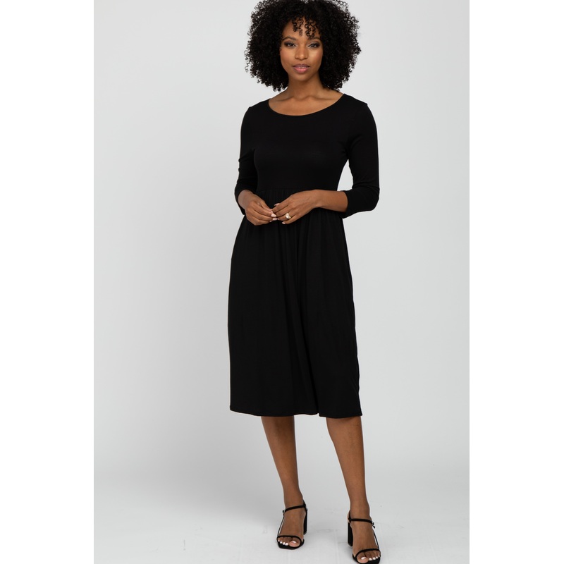 Black Babydoll Midi Dress