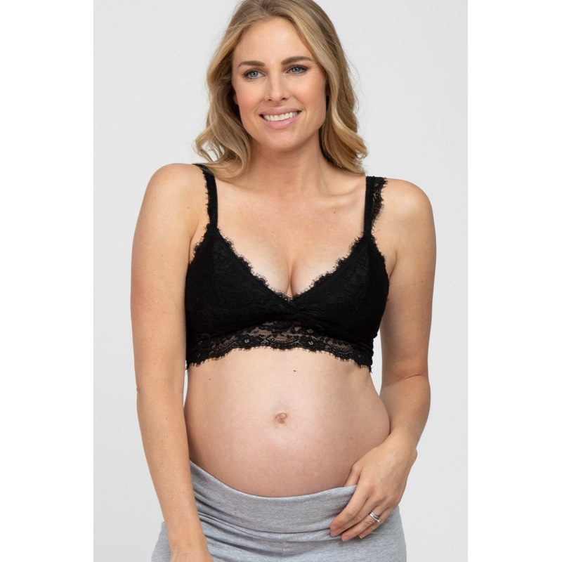 Black Eyelash Lace Maternity Bralette