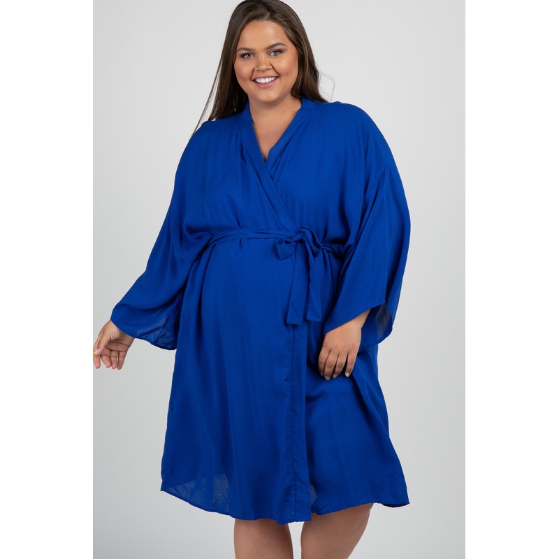 Royal Blue Plus Size Delivery/Nursing Maternity Robe
