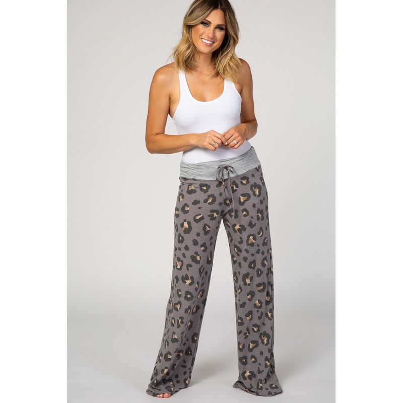 PinkBlush Charcoal Grey Leopard Print Lounge Pants