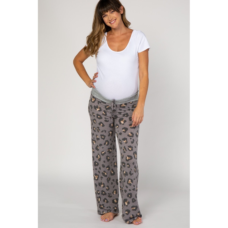 PinkBlush Charcoal Grey Leopard Print Maternity Lounge Pants