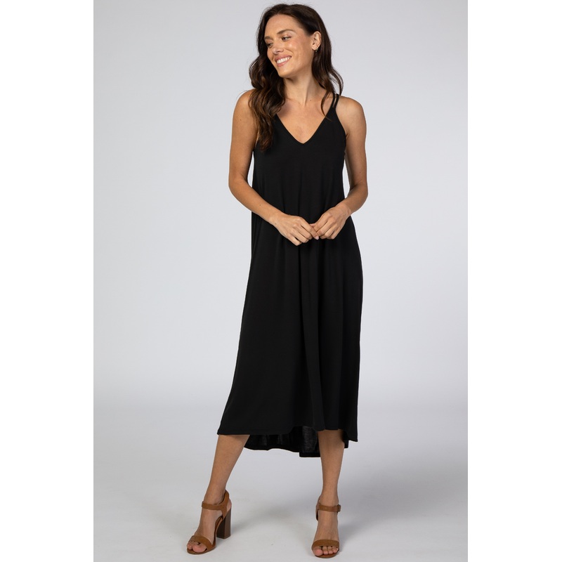 Black Cross Back Midi Dress