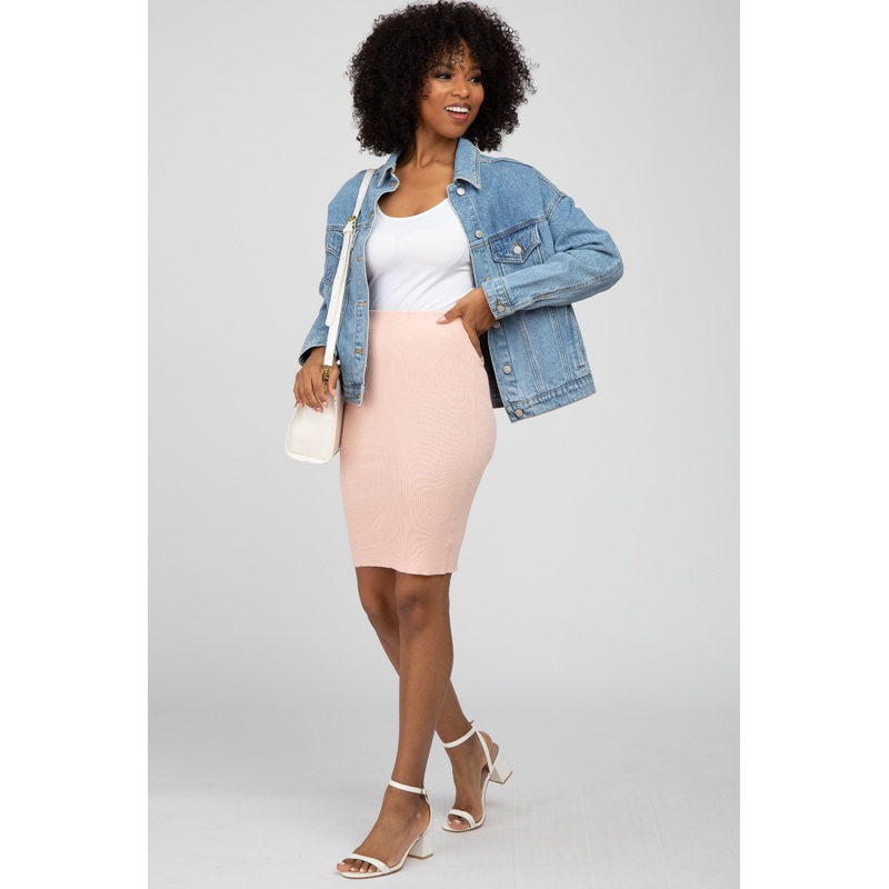Light Pink Rib Knit Skirt