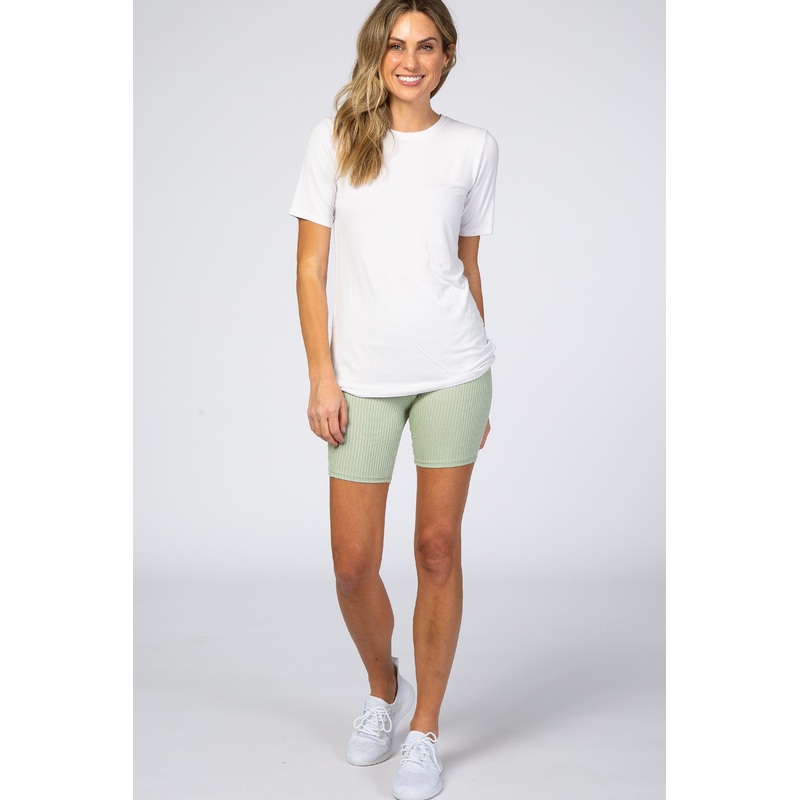 Mint Ribbed Biker Shorts
